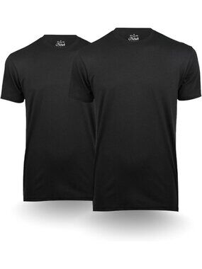 Men's Black 2 Pack Crew Neck Short Sleeve Fitted Style Soft Poly Blend T Shirts